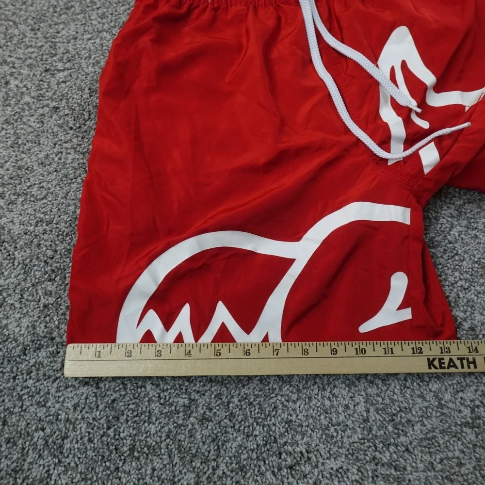 Akoo Shorts Mens L Red White Snobby Fox Graphic Print Drawstring Elastic Waist